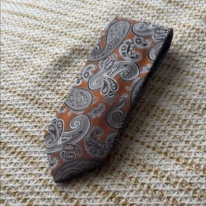 Jos. A. Bank Paisley Patterned Tie in Silver and Brown